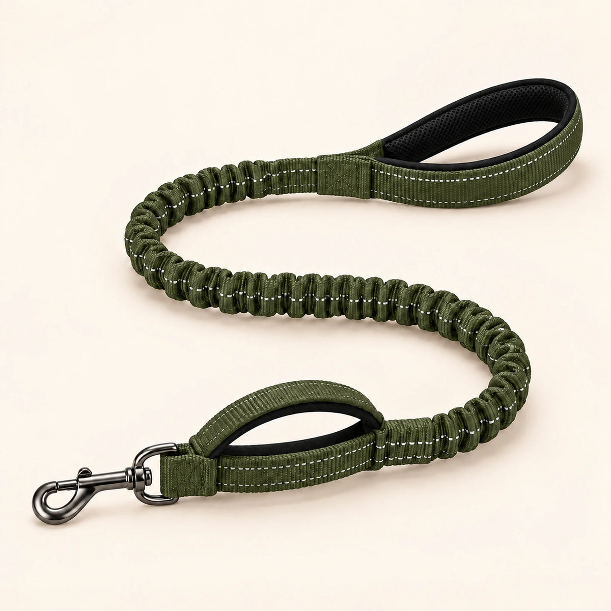 Guinzaglio elastico Brave Pet verde militare