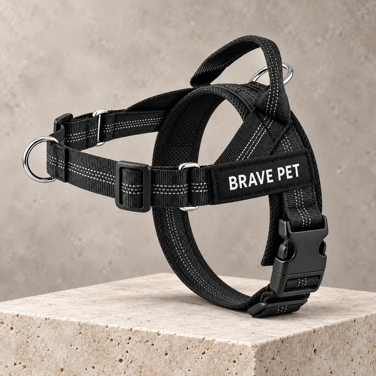 Pettorina Anti-Tiro Brave Pet nera, vista principale