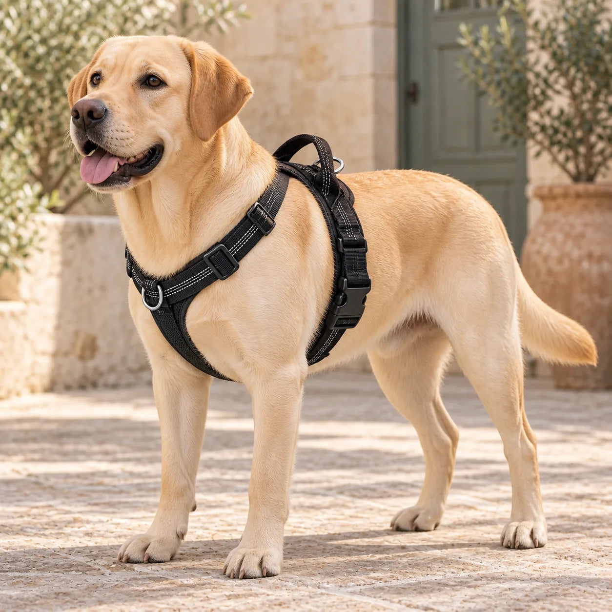 Labrador Retriever con pettorina Brave Pet nera